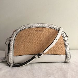 NWT Kate Spade White Reiley Straw Dome Crossbody